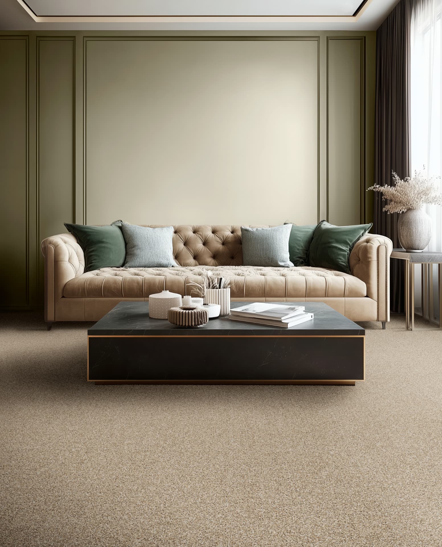 Furlong Flooring carpet in a styled living room set