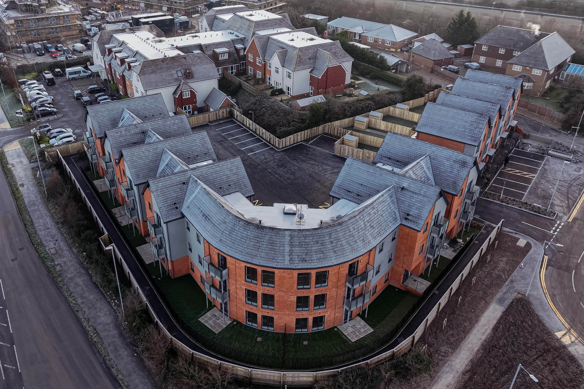 Aerial view of the Montpelier residential development by Jenner Contractors