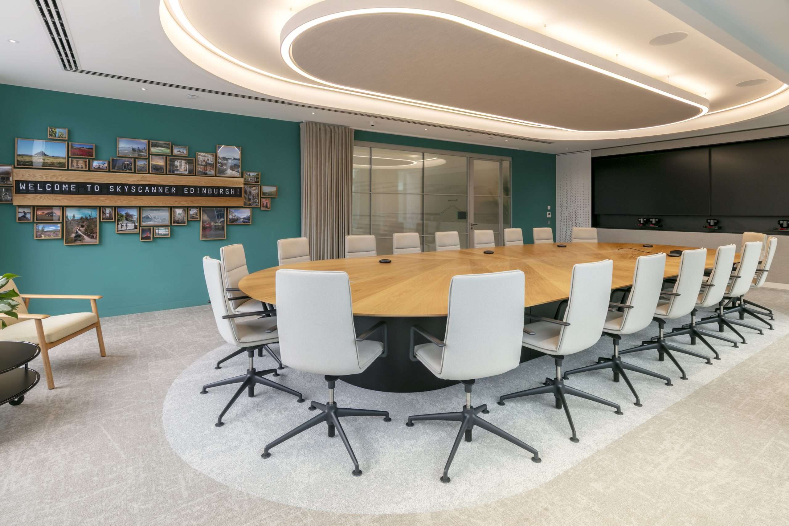 Elegant contract furniture in a modern showroom setting