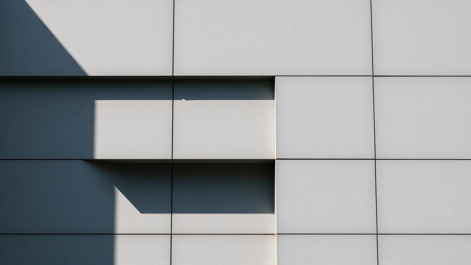 Abstract modern concrete facade with strong geometric shadows